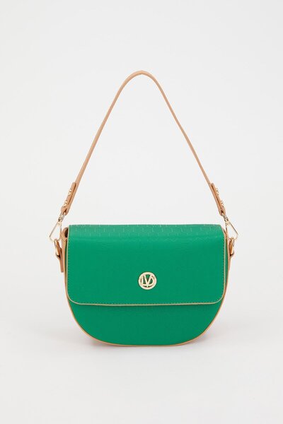 Levidor Grass Green Linen Pattern Shoulder Bag