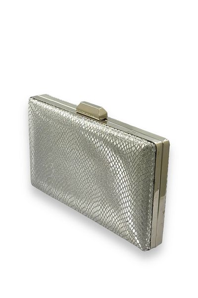 Wedding Fashion Geantă de rochie de seară argintie cu model laser gri - clutch portofoliu Henna pentru bal de absolvire