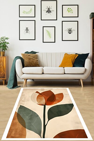 on the clouds Origami Bohem Tarz Lale Vazo Desen Yıkanabilir Kaymaz Taban Lek...