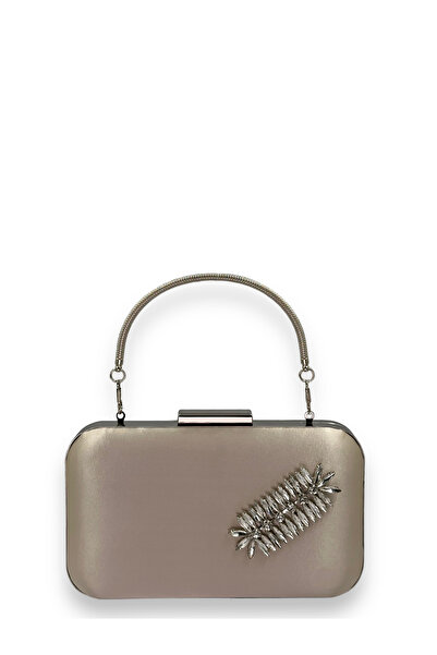 Generic Brand Ten Nude Silver Case Stone Satin Handle Evening Dress Bag Women...