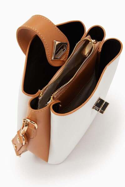 Levidor ALB - CAMEL Geantă de umăr cu trei compartimente