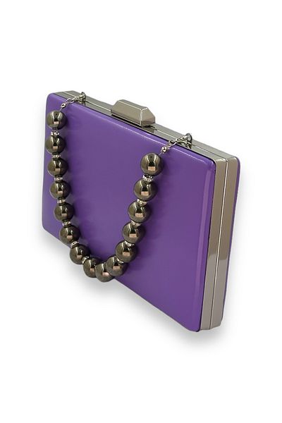 Wedding Fashion Purple Pearl Leather Evening Bag - Portfolio and Clutch Model, for Wedding and Engagement