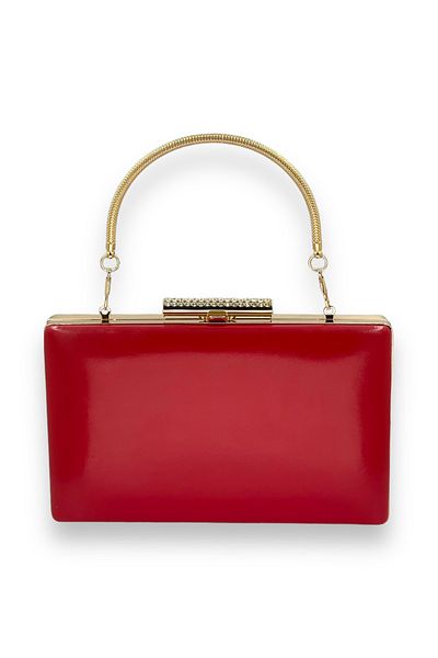 Wedding Fashion Red Color Skin Leather Matte Leather Metal Handle Evening Dress Bag Evening Bag Wedding Engagement Henna
