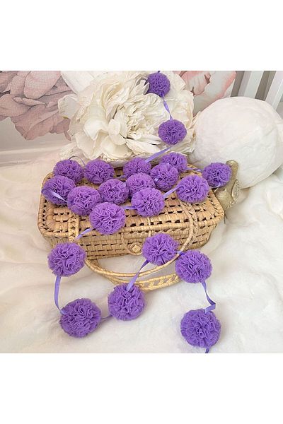 PAMUKA Purple Tulle Mini Pompom Banner
