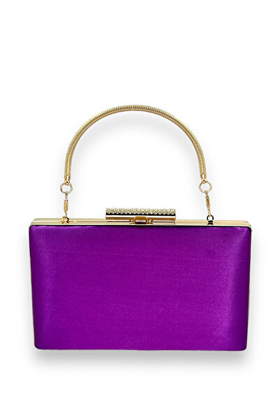 MidStore Purple Color Satin Crystal Stone Evening Dress Bag Evening Bag Henna...
