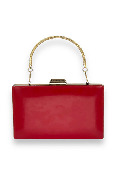 Generic Brand Red Color Skin Leather Matte Leather Metal Handle Evening Dress...