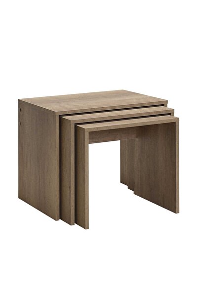 Adore Mobilya Trıple Zigon Sehpa - Açık Ceviz (tori) 55x47x40 Cm (gxyxd)