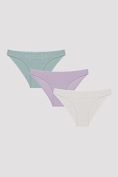 Penti Whisper Lacy Lace Chiloți multicolori din 3 piese