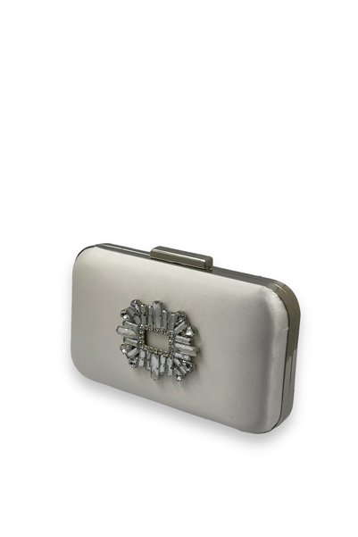 MidStore Ecru Satin Stone Case Women's Clutch Evening Bag Wedding Engagement Henna Evening Bag