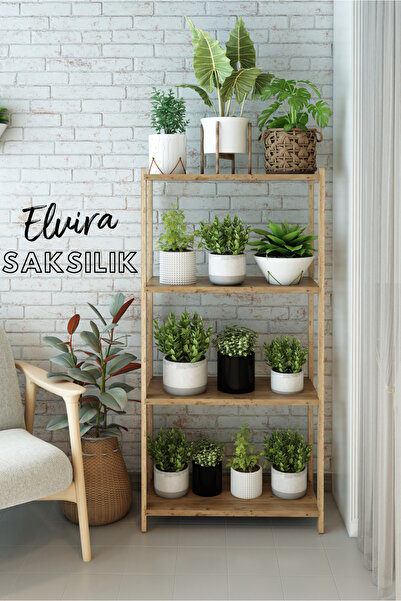 Jest Dekor Konsept Elvira Atlantik Çam Ahşap 4 Katlı Çiçeklik, Saksılık, Çiçe...