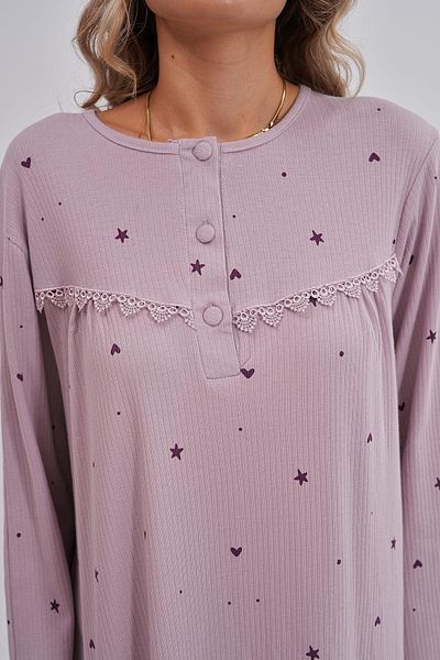 Mecit Pijama Cămașă de noapte cu mânecă lungă, 100% bumbac, cu modele supradimensionate, pentru femei și mame