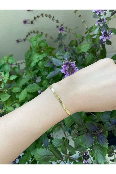 Anetta Jewelry Gold Color Flat Italian Anti-Tarnish Steel Bracelet