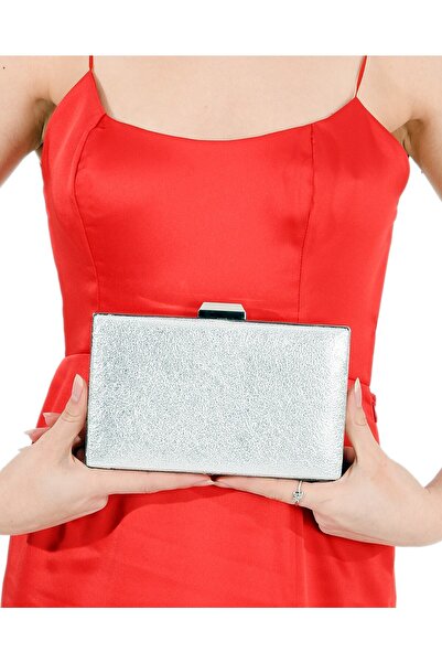 MSglame Geantă de seară argintie din piele mată cu model de cristal, pentru n...