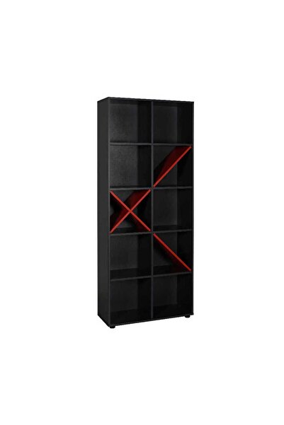 Adore Mobilya Adore Gaming 10 Raflı Dekoratif Kitaplık Ktp-910-sk-1 Antrasit-kırmızı