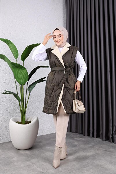 HARMAN BUTİK Women's Furry Quilted Vest