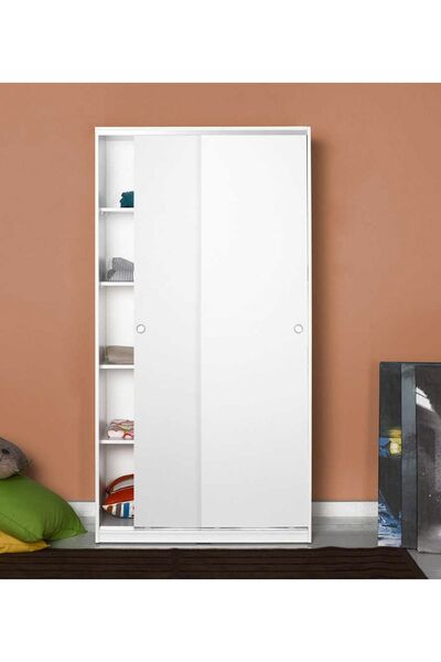 Adore Mobilya Adore 5 Raflı Sürgülü Gardırop Swd-431-by-2 Beyaz