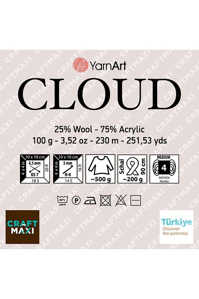 Yarnart Ebruli Hand Knitted String Cloud - Ebruli-9208