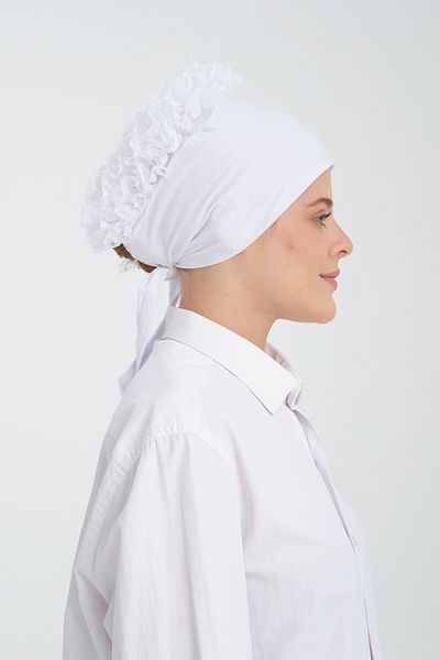 Wega Moda Seamless Women's Bonnet - Frilly Hijab, Combed Cotton and Inner Bonnet