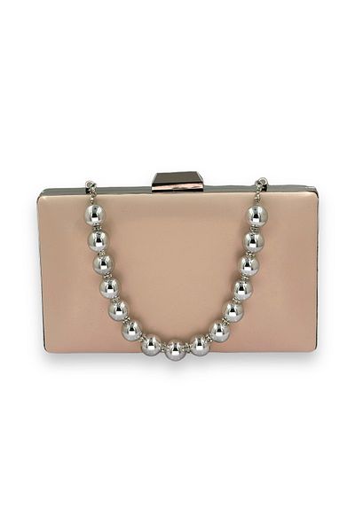 Wedding Fashion Matte Colored Leather Evening Bag with Pearls - Portfolio and Clutch Model, for Wedding and Engagement