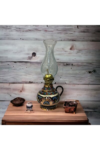 EFEMİR Mine İşlemeli Bakır Gaz Lambası Büyük Boy