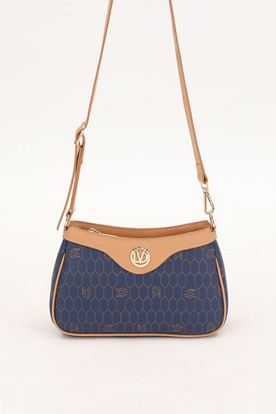 Levidor Navy Blue Honeycomb Pattern Shoulder Bag