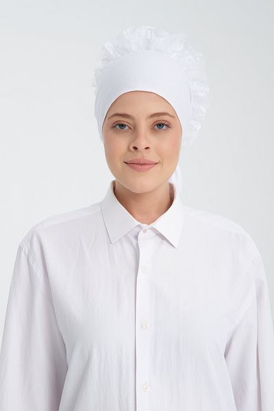 Wega Moda Seamless Women's Bonnet - Frilly Hijab, Combed Cotton and Inner Bonnet