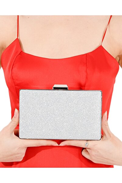 MidStore Silver Lame Color Silvery Evening Bag Evening Bag Engagement Wedding...