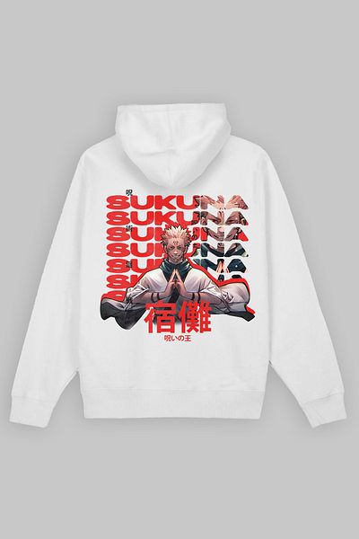 PURE EFFECT Sukuna Jujutsu Kaisen Hanorac oversize unisex cu model anime - 100% bumbac