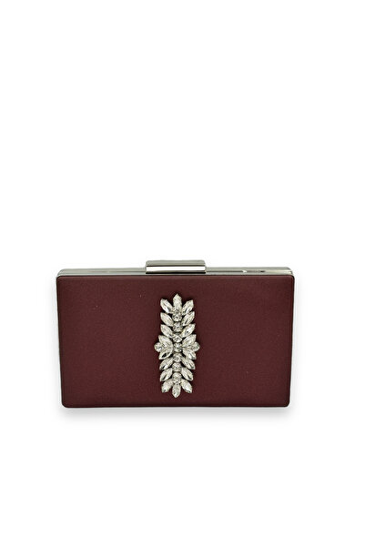Generic Brand Burgundy Color Non-Scratch Satin Silver Stone Evening Dress Bag...