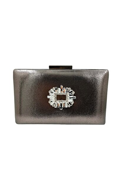 Generic Brand Anthracite Gray Silver Case Evening Dress Bag Si, Stone Embelli...
