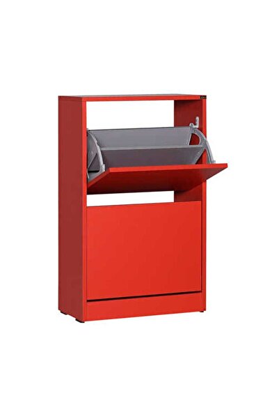Adore Mobilya Flat Duo 2 Katlı Ayakkabılık-kırmızı 51x84x26 Cm (gxyxd)