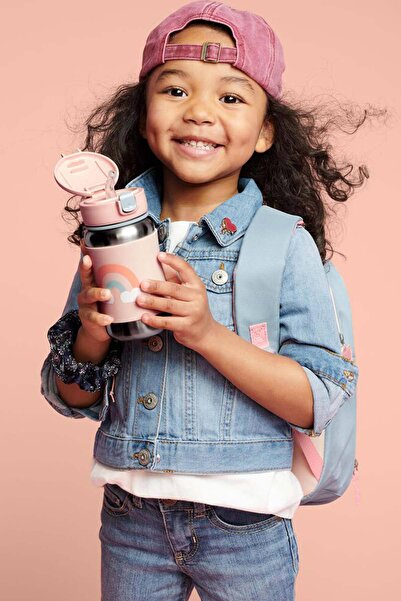 Skip Hop Zoo Stainless Steel Water Bottle with Straw 350 ml Rainbow