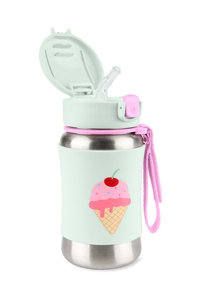 Skip Hop Stainless Water Bottle with Steel Straw - Ice Cream Design