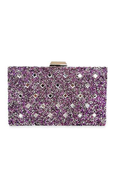 Wedding Fashion Geantă elegantă lila cu pietre, potrivită pentru nuntă, logod...