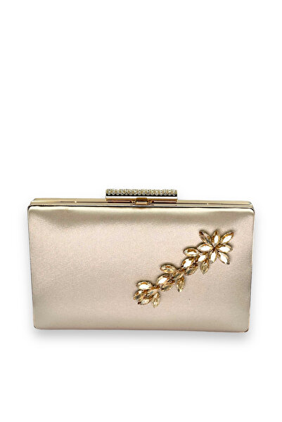 MidStore Piele Nud Culoare Satin Cristal Piatră Geantă pentru rochie de seară Geanta de seară Henna Mireasă Geanta de absolvire Clutch