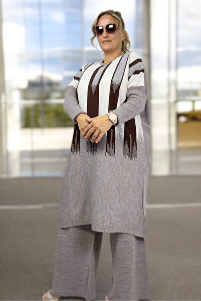 yagmurberen 100% Acrylic Fabric Large Size Bottom Top Set with Sim Streifen Pattern