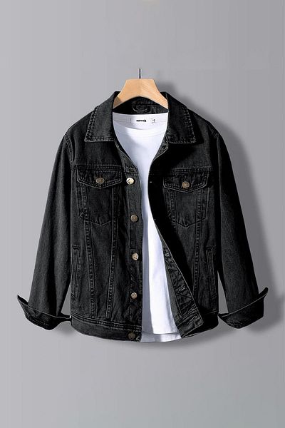 Edwox Pánská Slim Fit Denim Jeans bunda Antracit Edw012