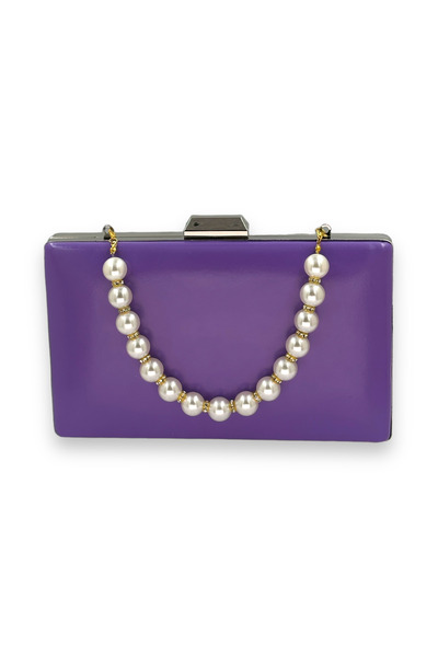 Generic Brand Purple Pearl Detailed Leather Evening Dress Bag - Portfolio and...