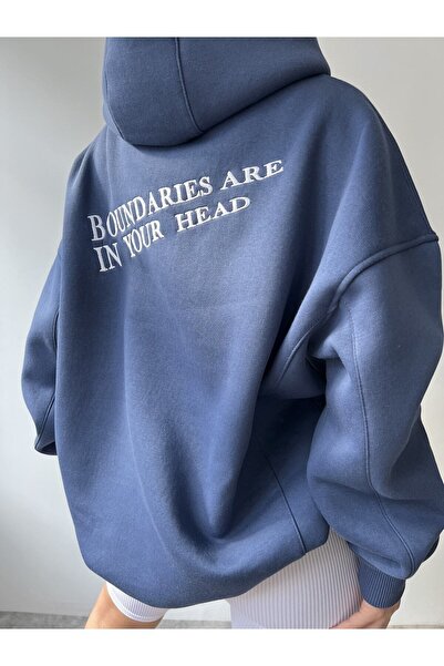 CC STORE Boundaries Unisex Oversize Indigo Hoodie Sweatshirt