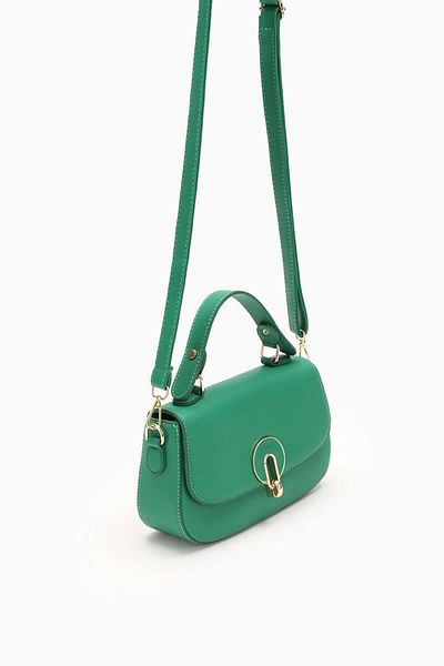 Levidor Grass Green Single Compartment Lock Closure Handbag