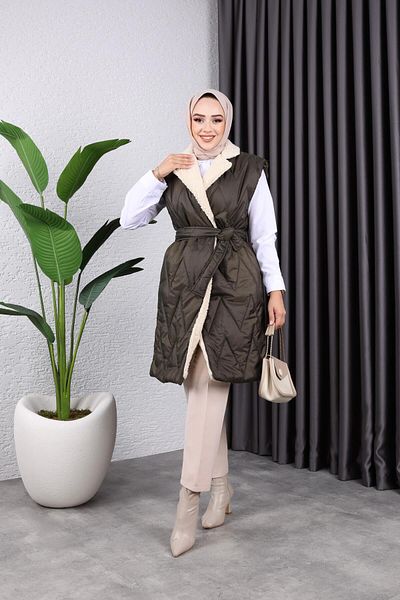 HARMAN BUTİK Women's Furry Quilted Vest