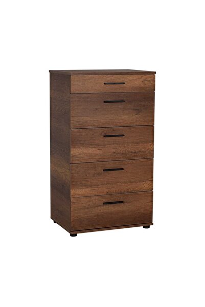 Adore Mobilya Trendline 5 Çekmeceli Şifonyer - Koyu Ceviz (oslo Ceviz) 60x108...
