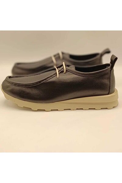 Monica Siyah Deri Bağcıklı Loafer