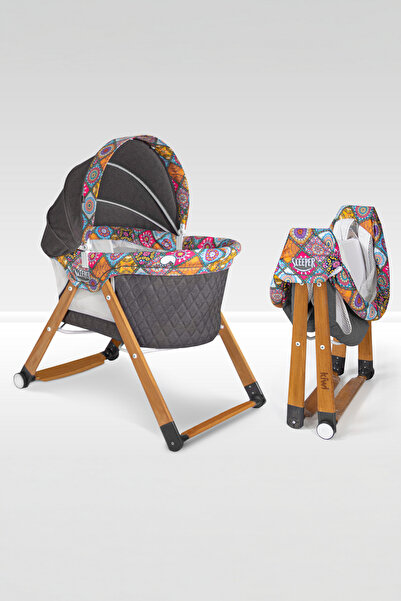 Kiwi Sleeper Anne Yanı Reflü Ayarlı, Tekerli, Katlanır Ahşap Beşik - Antik Bo...