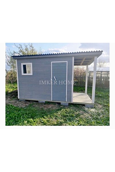 IMKER HOME Odunluklu Verandalı Bungalov Kulübe Model Ahşap Ev Ahşap Bahçe Düz...