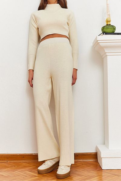 Bianco Lucci Női Crop Corded Finger részletes kötöttáru alsó-felső készlet 85001045