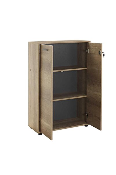 Adore Mobilya Newyork 3 Raflı Tam Kapaklı Kilitli Kitaplık-açık Ceviz(tori) 72x110x34 Cm (gxyxd)