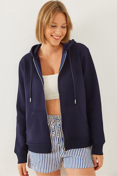Bianco Lucci Damen-Känguru-Taschen-Strickjacke mit Kapuze MBHS013 60601013