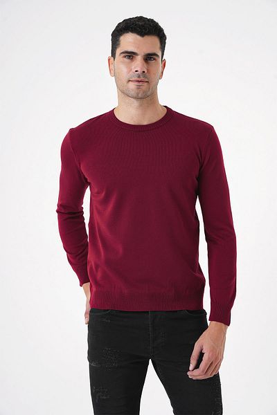 CHUBA Men's Crew Neck Knitwear Sweater Claret Red 20w150