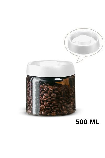 MIBRU Coffee beens glass container with air valve 500ml white